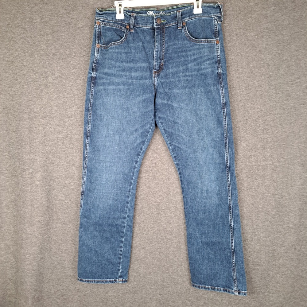 Wrangler Retro Slim Straight Jeans Mens 35x30* Medium Wash Stretch Denim Western